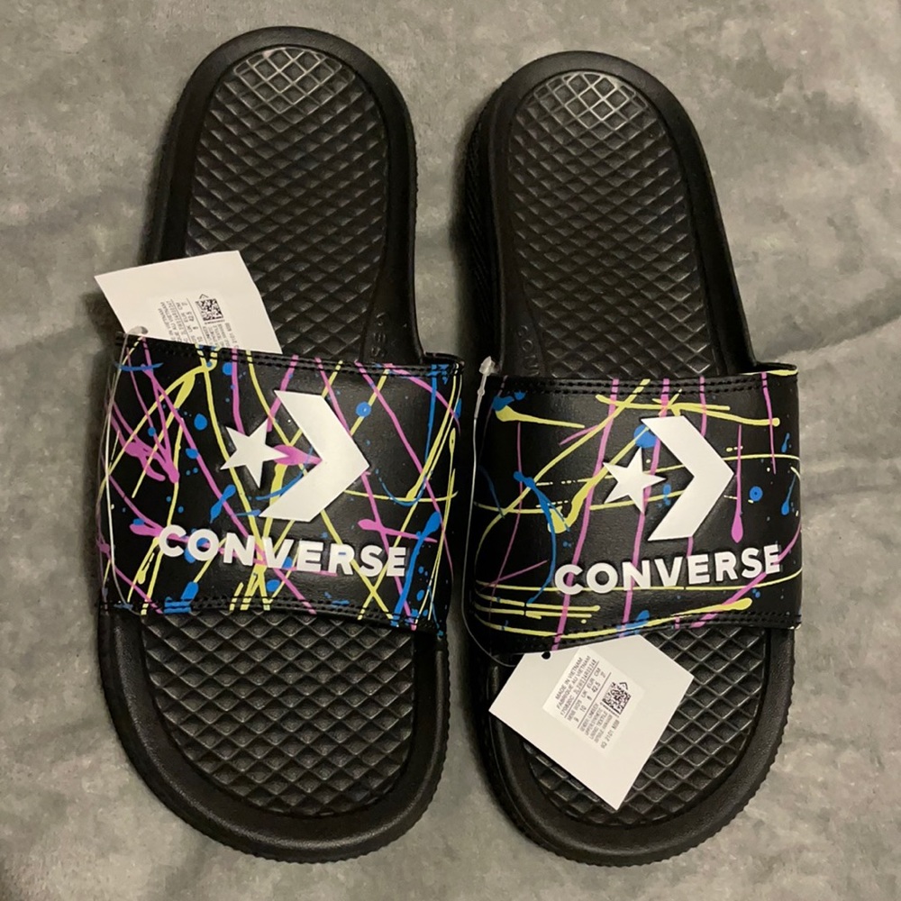 New Converse Paint Splatter Slides Slippers Sandals